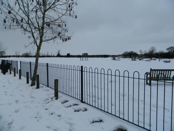 snow on playing field